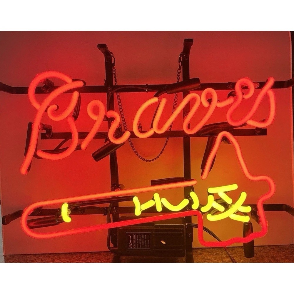 Atlanta Braves Neon Sign 12"x16" Wall Hang/Free Stand, Tomahawk, NEW Open Box